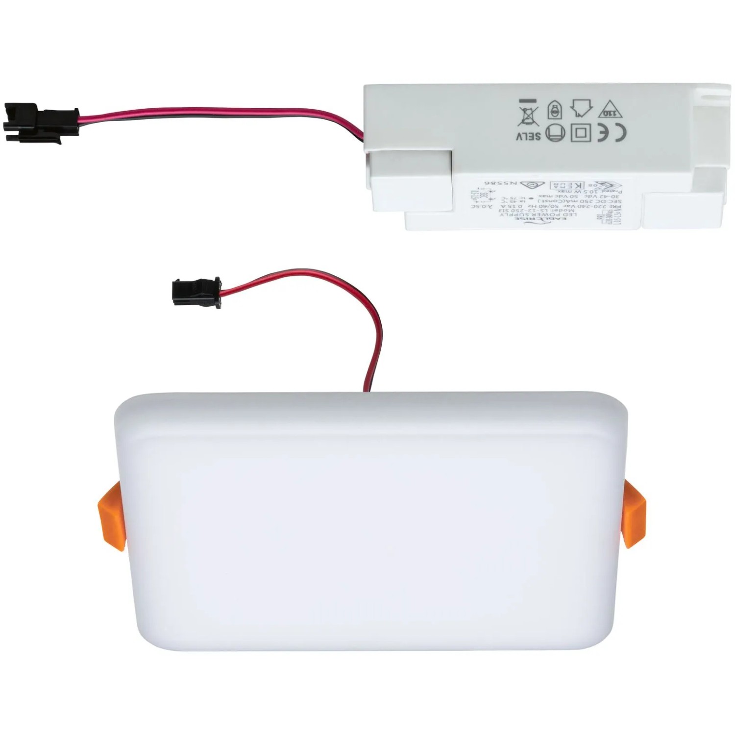 Paulmann LED-Einbaupanel Veluna, eckig, 125x125 mm, 8,5 W, 4000 K, satinierte Oberfläche.