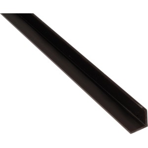 Schwarzes, gleichschenkliges Winkelprofil aus Kunststoff, 10x10x2000 mm.