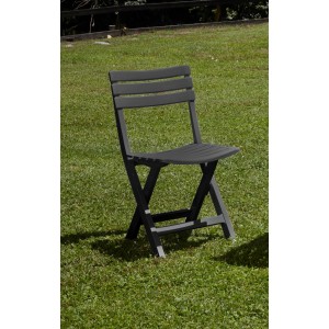Progarden Klappstuhl Birki, anthrazitfarbener Gartenstuhl aus Kunststoff, platzsparend.