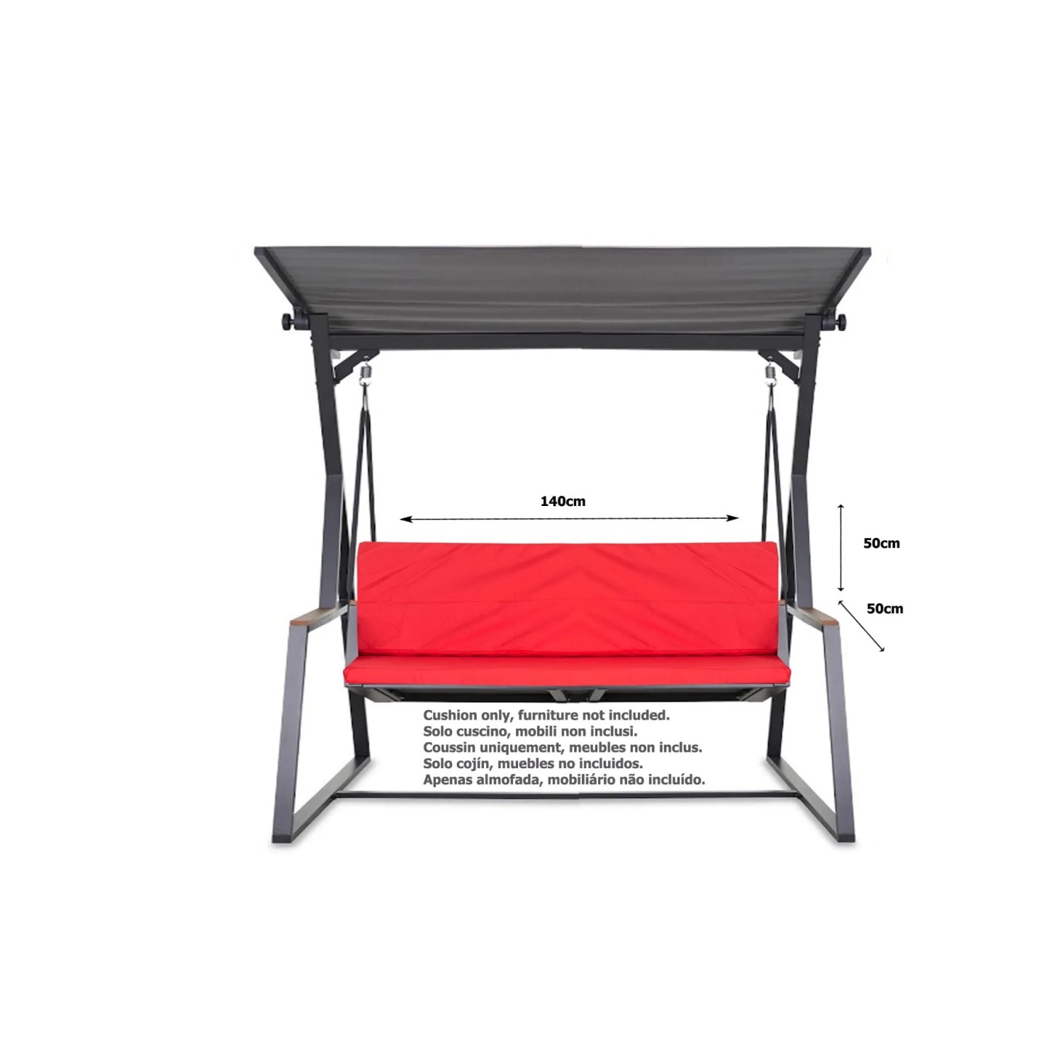 Rotes Hollywoodschaukel Kissen Setgarden, 140x50x7cm, für 2-Sitzer Schaukel. Bequeme Sitzauflage für Garten.