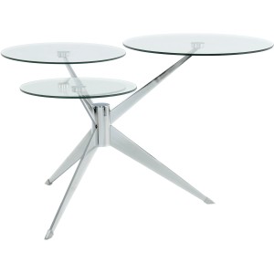 Moderner Kayoom Beistelltisch Triplet in Silber mit drei Glasplatten, 75x60x46 cm.