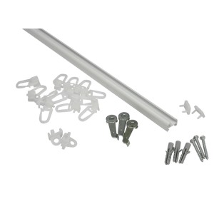 Gardinia Aluminiumschiene, weiß, 210 cm, mit Zubehör wie Gleiter, Schrauben und Dübel.