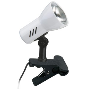 Briloner Klemmspot Lock Weiß: Klemmleuchte aus Metall und Kunststoff mit schwarzer Klammer.