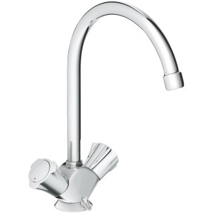 Grohe Costa Spültischarmatur in Chrom: Zweigriffmischer mit schwenkbarem Auslauf für die Küche.