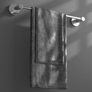 Spirella Handtuchhalter Atlantic, Chrom, mit grauem Handtuch. Wandmontage.