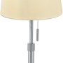 Trio Tischleuchte Lyon, Nickel matt, mit beigem Stoffschirm. Design-Tischlampe.