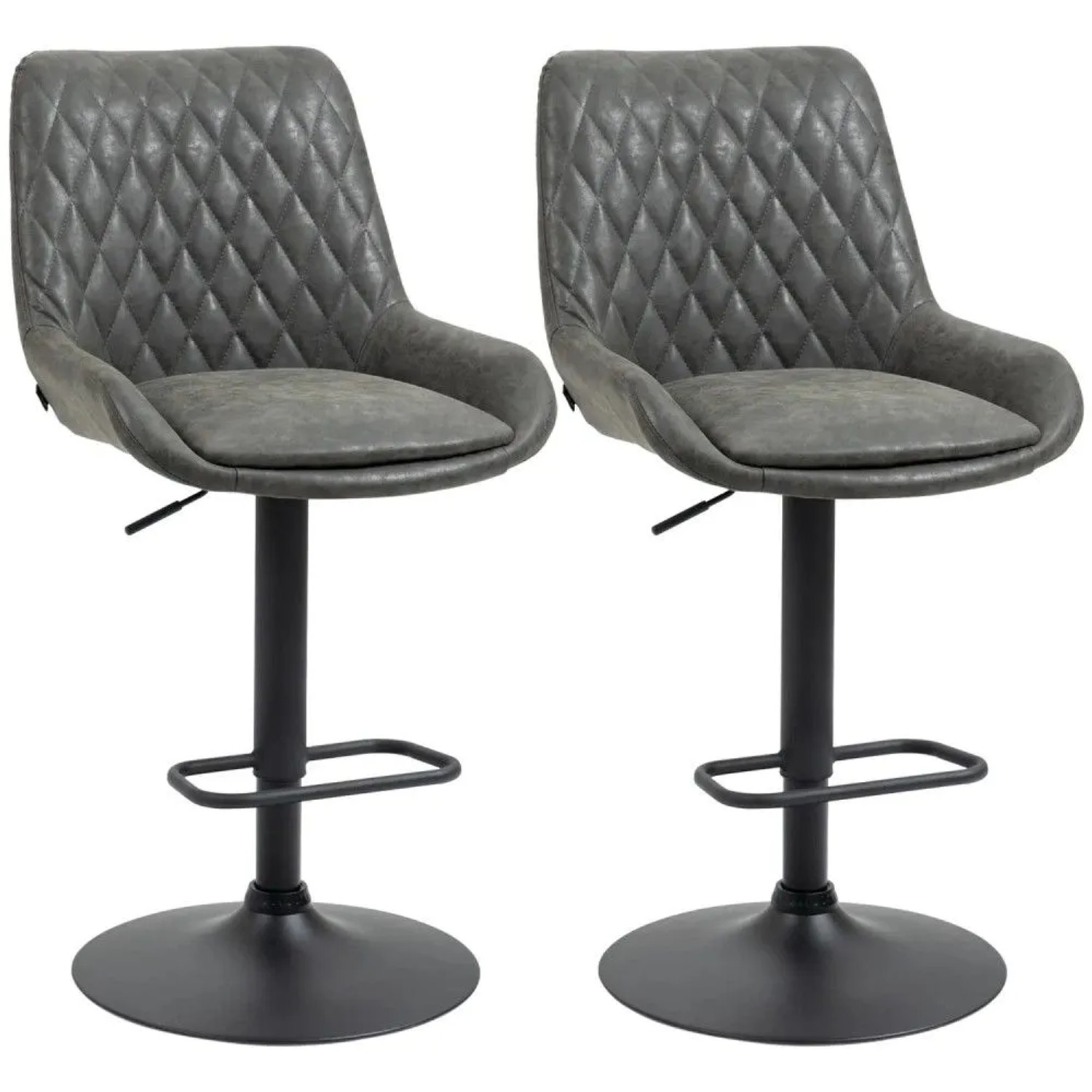 HOMCOM Barhocker 2er-Set im Retrodesign, mit Fußstütze, höhenverstellbar, 43 cm x49,5 cm x 111 cm HOMCOM Barhocker 2er-Set im Retrodesign, mit Fußstütze, höhenverstellbar, 43 cm x49,5 cm x 111 cm