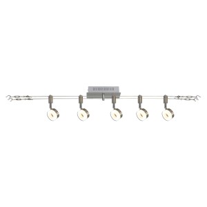 Näve LED-Seilsystem Tony mit 5 Spots, stahlfarben, für flexible Deckenspots im Innenbereich.