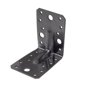 Duravis Schwerlast Winkelverbinder 90x90x65 mm, Stahl, schwarz diamant, mit Löchern für Schrauben.