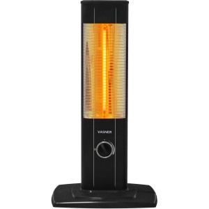 Schwarzer Vasner Infrarot-Heizstrahler StandLine Mini 15 mit Carbon-Technik und Drehschalter.