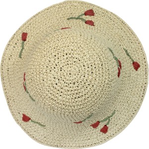Strohhut Damen Beige Blumen Gr. 57