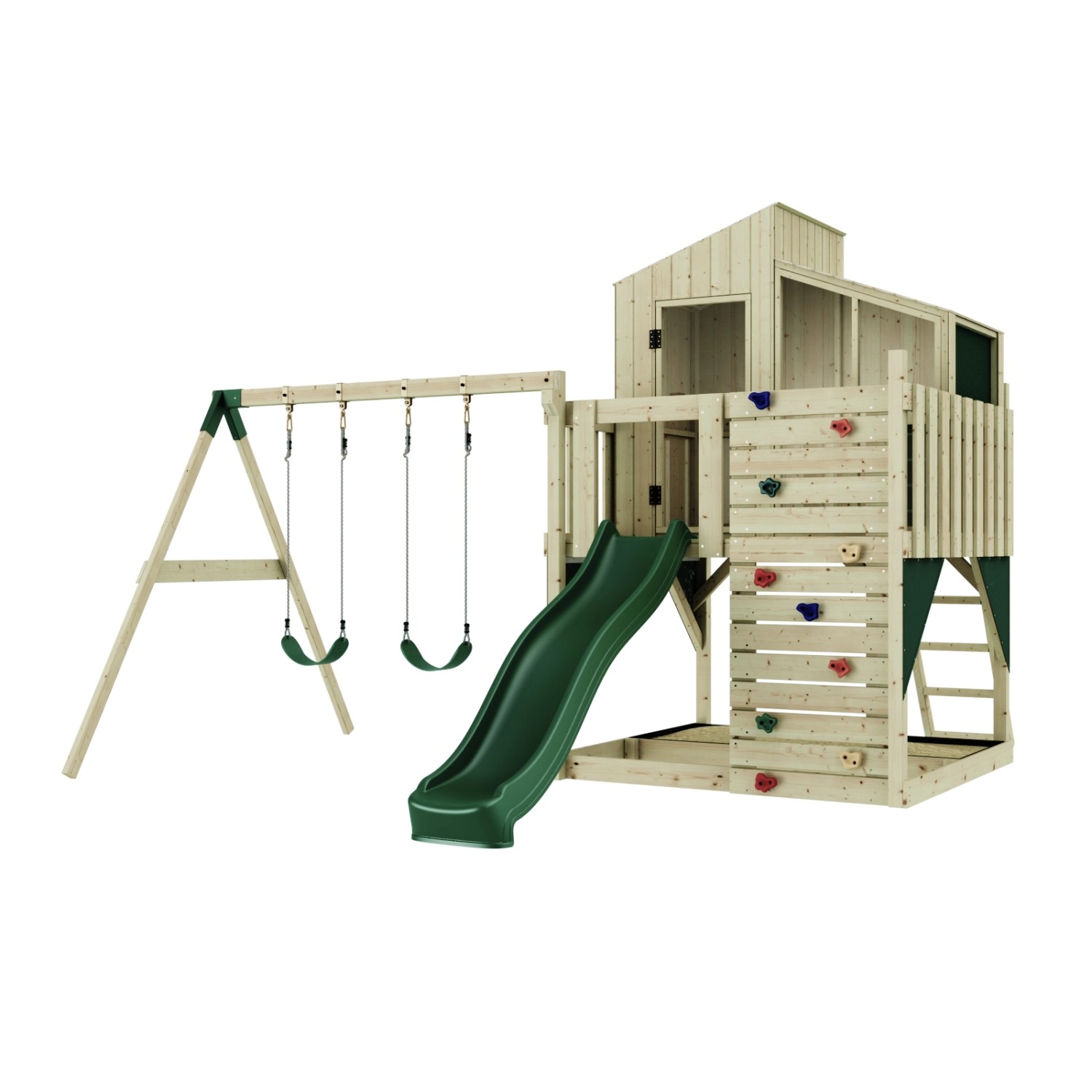 PolarPlay Spielturm Bosse Schaukeln Kletterwand Rutsche Grün kaufen bei OBI