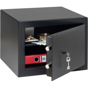 Offener, schwarzer Burg-Wächter Möbeltresor Homesafe H 210 K mit Schlüssel und Inhalt.
