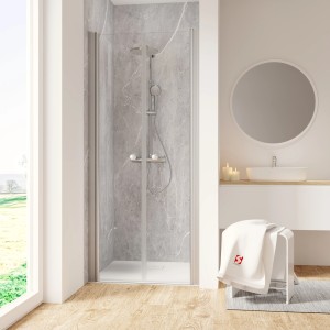 Schulte ExpressPlus Pendeltür in Alu-Natur, 200x90 cm, für Nische. Duschtür mit Sicherheitsglas.