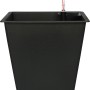 Schwarzes Pflanzgefäß (53x28x28 cm) mit Wasserstandsanzeige für den Innen- und Außenbereich.