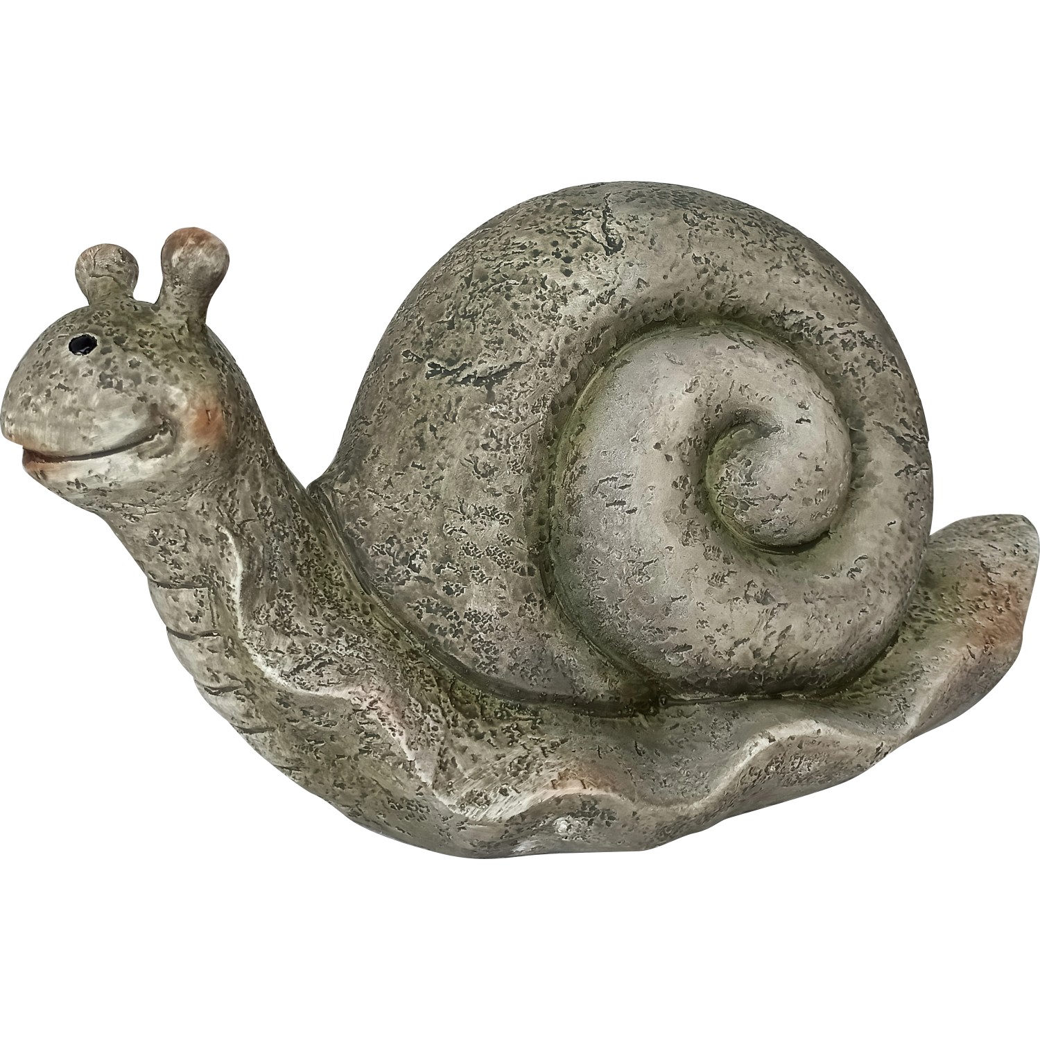 Braune Gartenfigur Schnecke, 15 cm, aus Polyresin für den Innen- und Außenbereich.