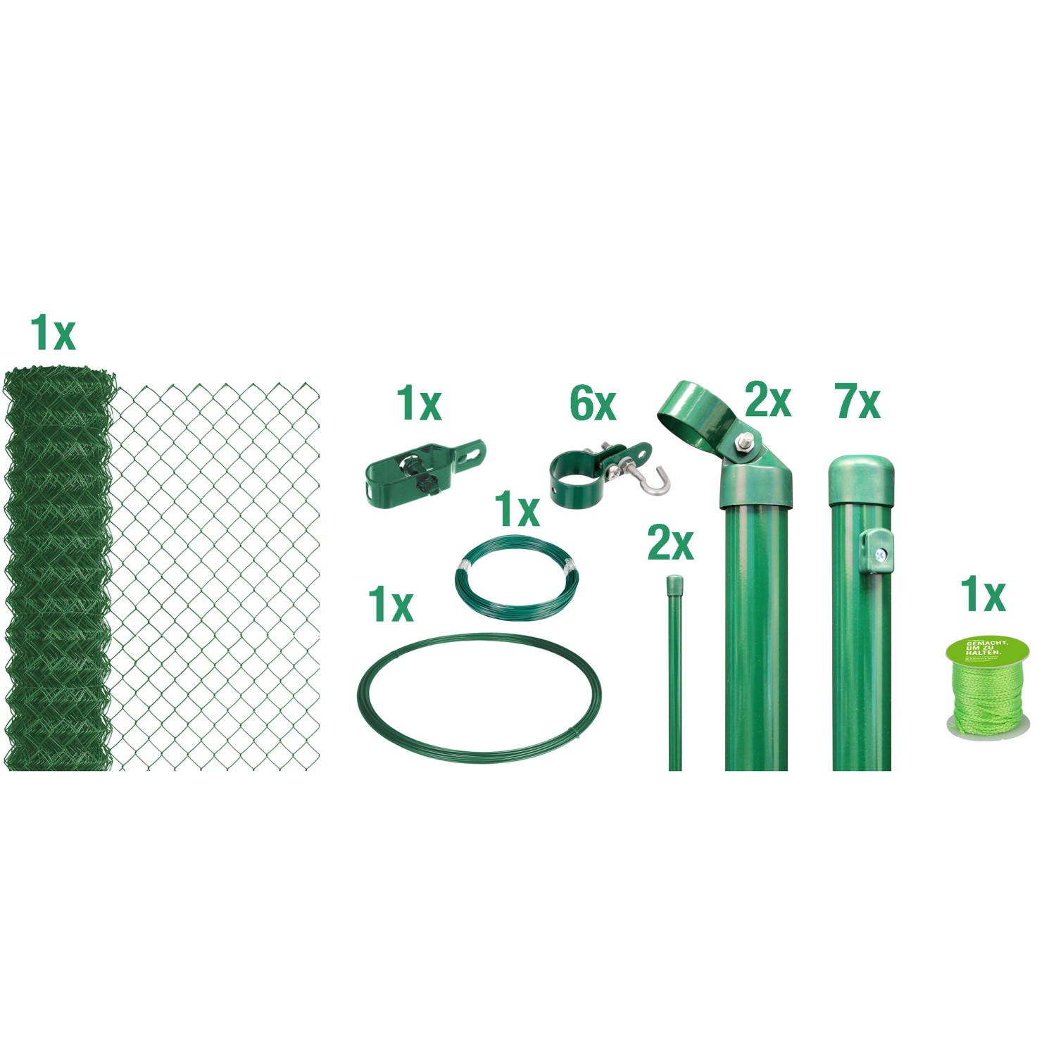Maschendrahtzaun Set Grün zum Einbetonieren H x L 1 m x 15 m kaufen