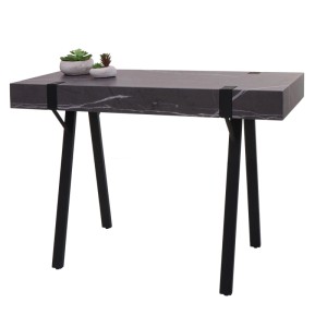 Grauer Konsolentisch MCW L54 mit Marmor-Optik, Metallgestell, 75x100x40cm. Wohnzimmertisch mit Ablage.