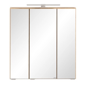 Held Möbel 3D-Spiegelschrank Ancona, 60 cm, Wotaneiche mit LED-Leuchte für Badmöbel-Set.