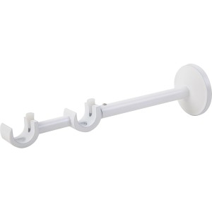 Weiße Wandhalterung für Gardinenstangen, 50x50x200 mm, aus Metall.