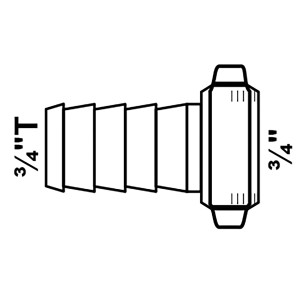 Kirchhoff Schlauchverschraubung, Messing, 3/4M x 3/4T, blank, zur Verbindung von Schläuchen.