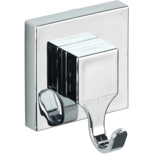 Wenko Vacuum-Loc Hakenset, 2 Chrom-Haken, eckig, zur Wandmontage im Bad.