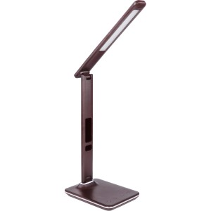 Dunkelbraune LED-Tischlampe Tanna von Globo, moderne Schreibtischlampe mit Touchdimmer.