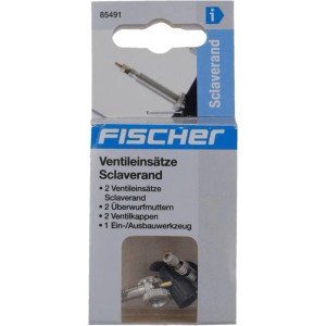 Fischer Ventil-Set Sclaverand 7-teilig mit Werkzeug für Fahrrad-Reparatur.