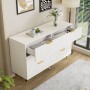 okwish Sideboard mit Schubladen Stauraum Wohnzimmer Elegant Modern 120x77x40cm Weiß_3