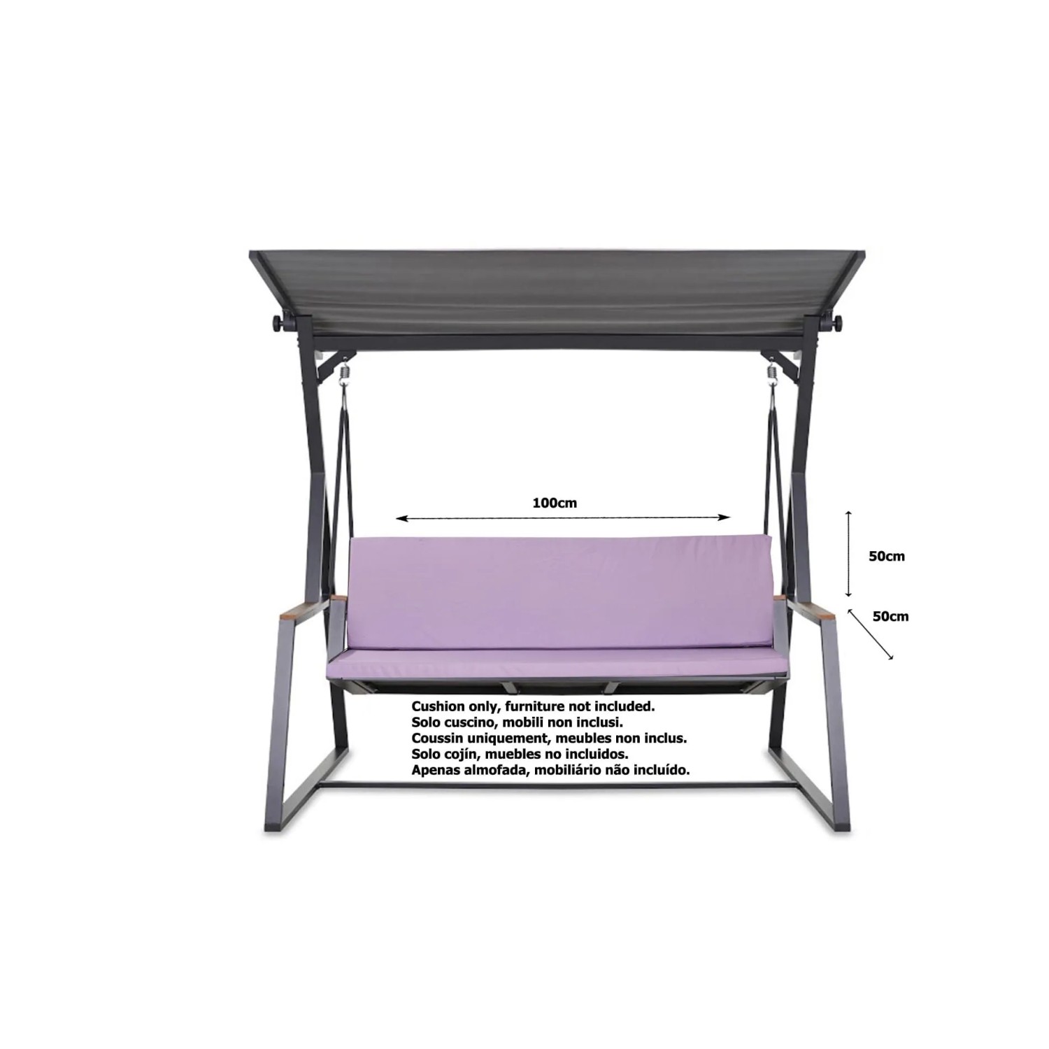 Lila Setgarden Kissen für Hollywoodschaukel, 100x50x7cm, für 2-Sitzer Schaukel.