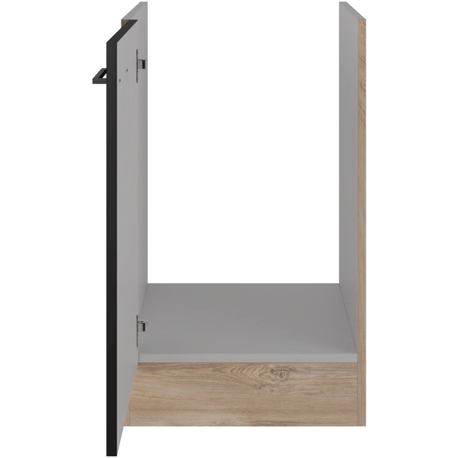 Flex-Well Spülenunterschrank Capri, 50 cm, Schwarz Matt/Eiche Dekor, mit Drehtür.