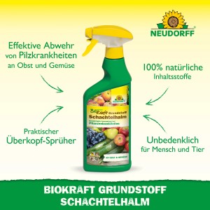 Neudorff Biokraft Schachtelhalm AF Pflanzenstärkungsmittel in grüner Sprühflasche.