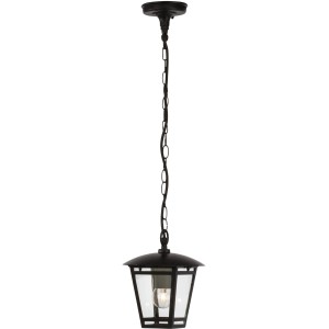 Schwarze Brilliant Außen-Pendelleuchte Jason aus Metall, Hängeleuchte für Garten, Terrasse oder Balkon.