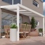 Weiße Terrassenüberdachung Professional 400x250 cm mit opalem Polycarbonat-Dach.
