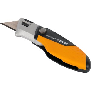 Fiskars Klappmesser Pro kompakt mit CarbonMax Klinge, orange-schwarz, für Werkstatt und Hobby.