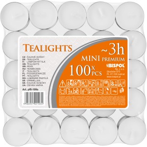 Weiße Teelichter, 100 Stück, Brenndauer 3 Stunden, für stimmungsvolle Beleuchtung.