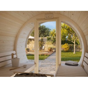 Palmako Sauna Anita mit Glaswand Naturbelassen 220 cm x 250 cm