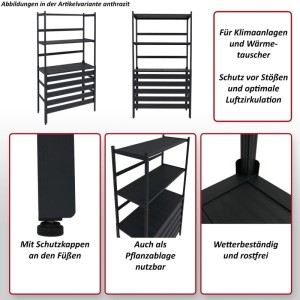 MCW Aluminium Verkleidung für Klimaanlage/Wärmetauscher, grau, 163x90x38cm, als Pflanzablage nutzbar.