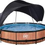 EXIT Wood Pool, braun, Ø 360 cm, mit Filterpumpe und Sonnensegel.