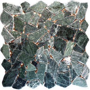 Mosaikmatte Polygonal Verde Guatemala, 30x30 cm, aus Naturstein für Wand und Boden.