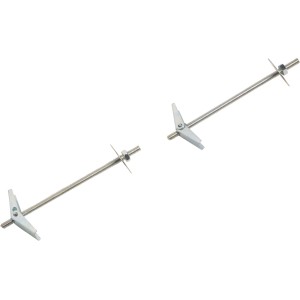 Zwei LUX Federklappdübel mit Schraube, 4x95mm, für Hohlraumwände.