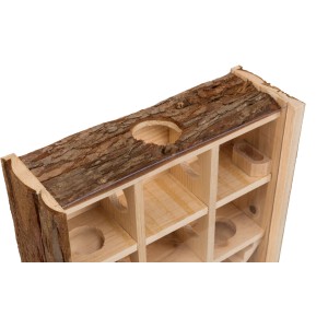 Trixie Kleinnager-Spielturm Natural Living aus Naturholz, dreistöckig mit Kammern und Zugängen.