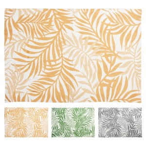 Baumwollteppich mit Blattprint, 60x90 cm, in Gelb, Grün und Grau erhältlich.