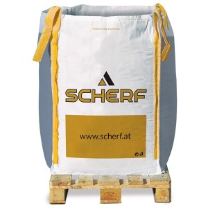 Big-Bag mit Fallschutzsand, beige, 0,5-2 mm, 1000 kg, auf Palette.