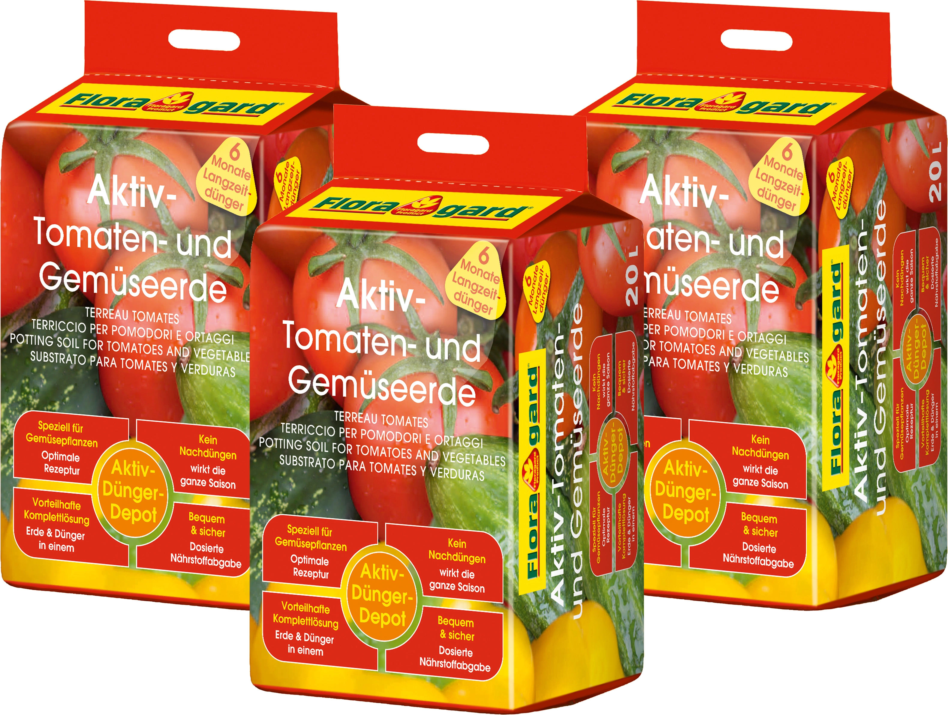 Floragard Aktiv Tomaten und Gemüseerde 3 x 20 l kaufen bei OBI