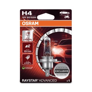 Osram H4 Raystar Advanced Scheinwerferlampe, 1 Stück. Autoelektrik für verbesserte Sicht.