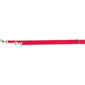 Rote Jollypaw V-Leine XS-S, 2 m lang, 15 mm breit, aus Nylon mit zwei Karabinern.
