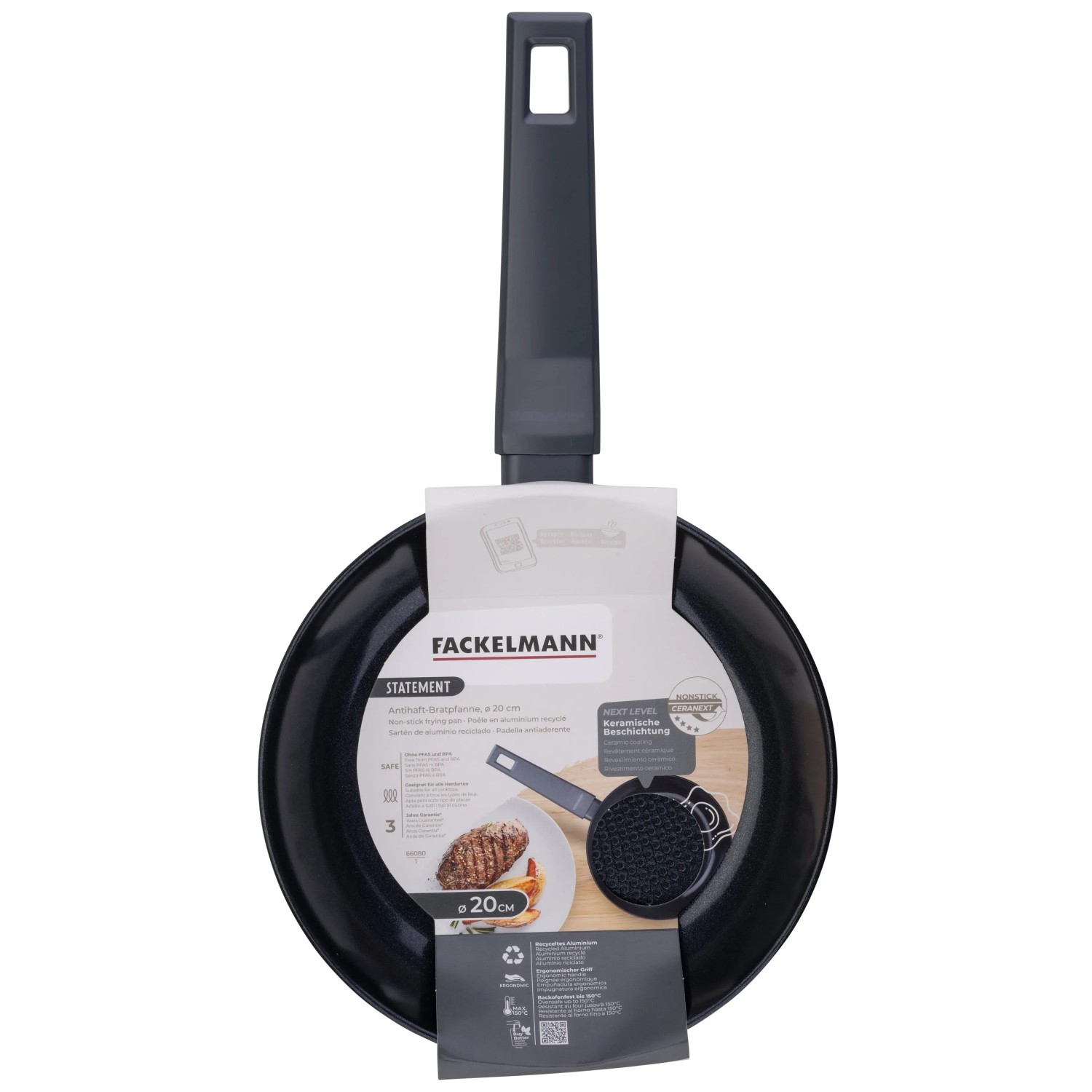 Fackelmann Bratpfanne Ecolution – 24 Cm Anti-Haft, Für Induktion & Backofen, Aus Recyceltem Aluminium