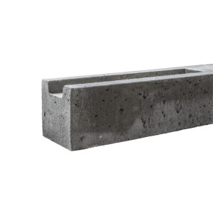 Betongrauer Anfangspfosten (80 cm) für doppelseitigen Betonzaun.