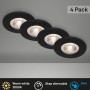 Vier dimmbare Brilo LED-Einbauleuchten Kulana, schwarz matt, 4,9W, für Innen- und Badbereich.